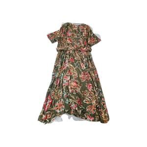 Together Womens Dress Multicolor Size 24W 100% Rayon Short Sleeve Belted Buttons